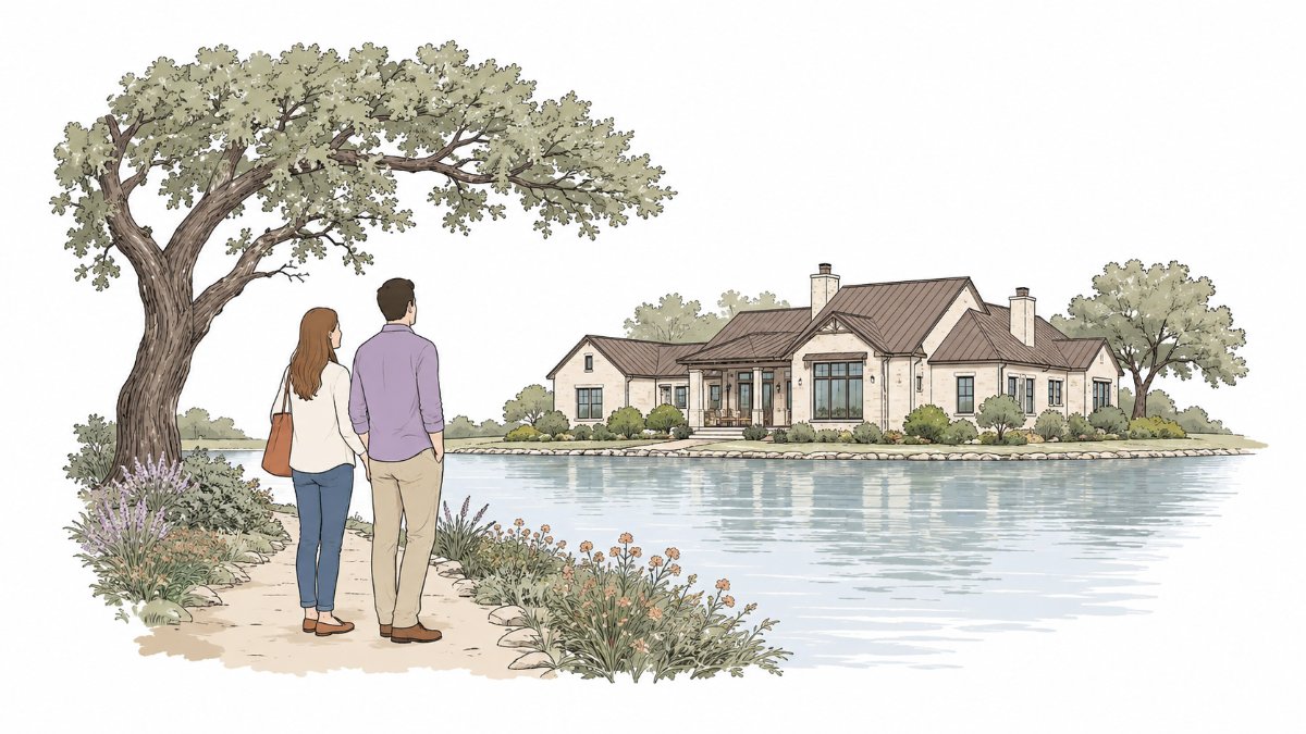 2026년 8월 Denton 카운티 레이크 벨트 시세 — Flower Mound $603K, Little Elm $434K, The Colony $406K, Lewisville $404K, Lewisville 호수가 그린 가격 지도