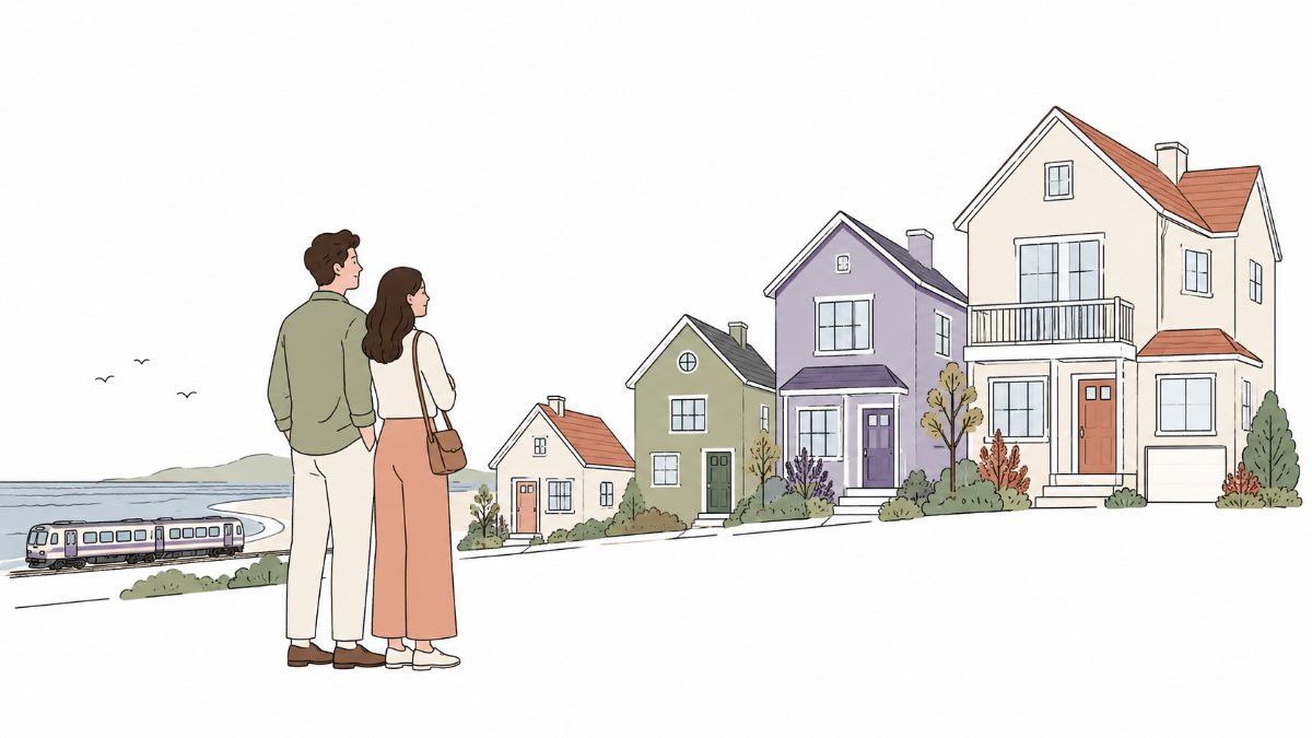 2026년 8월 Monmouth County 시세 — Rumson $2.4M·Holmdel $1.05M·Middletown $755K·Aberdeen $495K, 기차와 바다가 만든 5배 가격 사다리